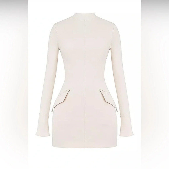 HOUSE OF CB 'Mahalia' Vintage Cream Mini Dress Tall NWOT - Picture 3 of 4